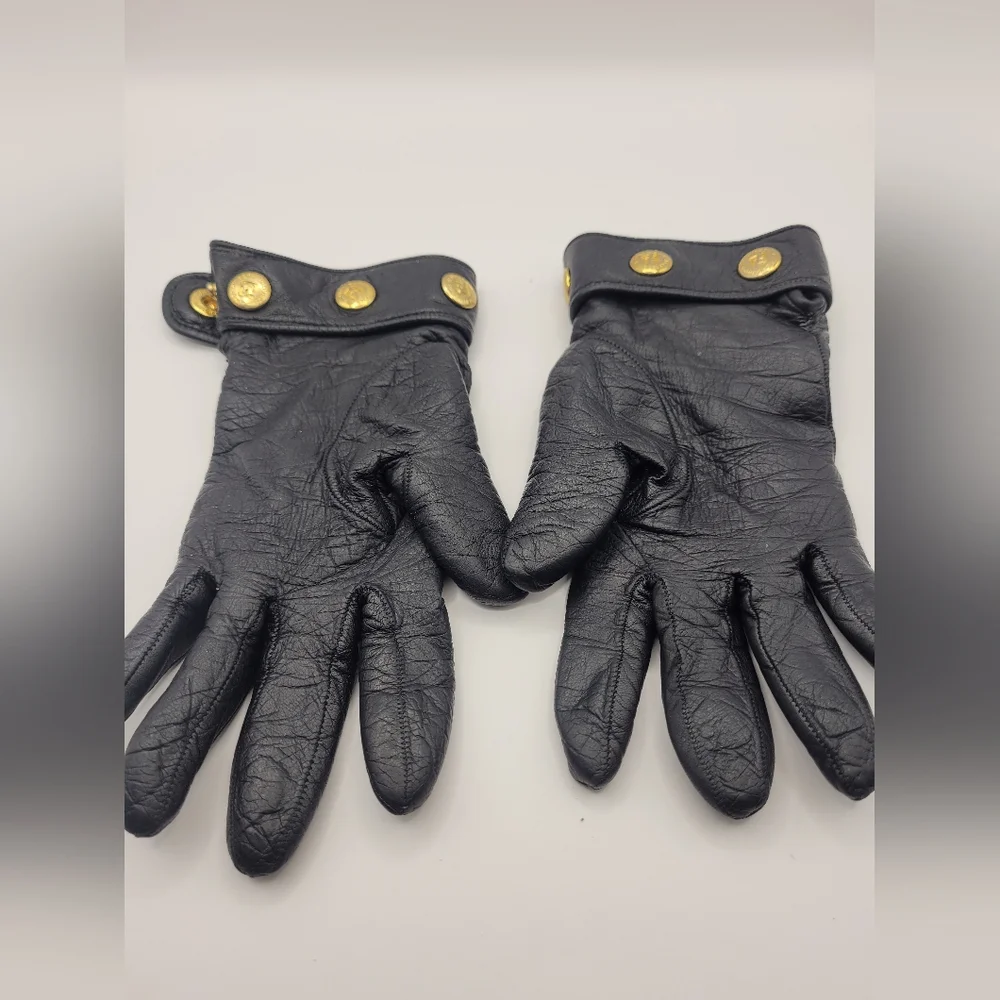 Fendi Leather Double F Emblem Gloves